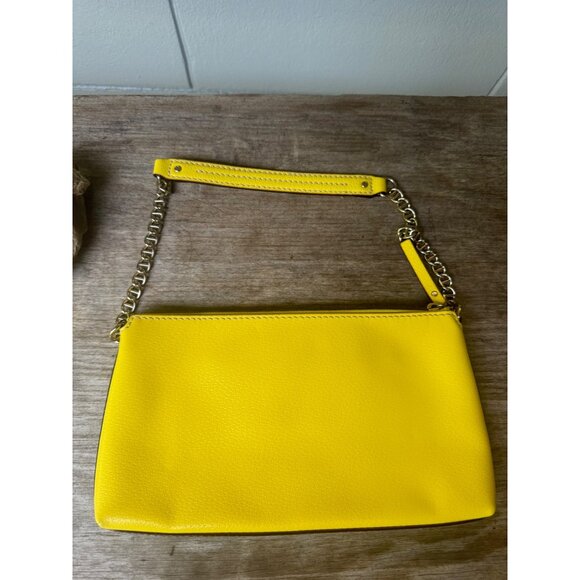 Kate Spade Byrd Chain Link Yellow Leather Chain Strap Clutch Bag With Polka Dot - Picture 3 of 7